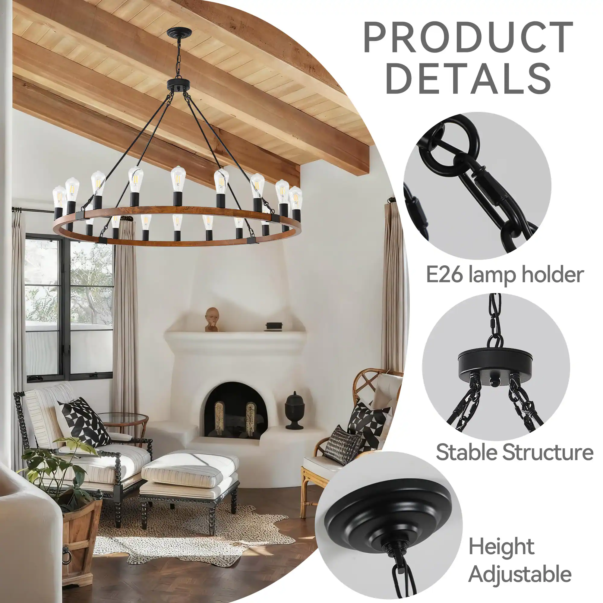 PRODUCT DETAILS

- E26 lamp holder
- Stable Structure
- Height Adjustable