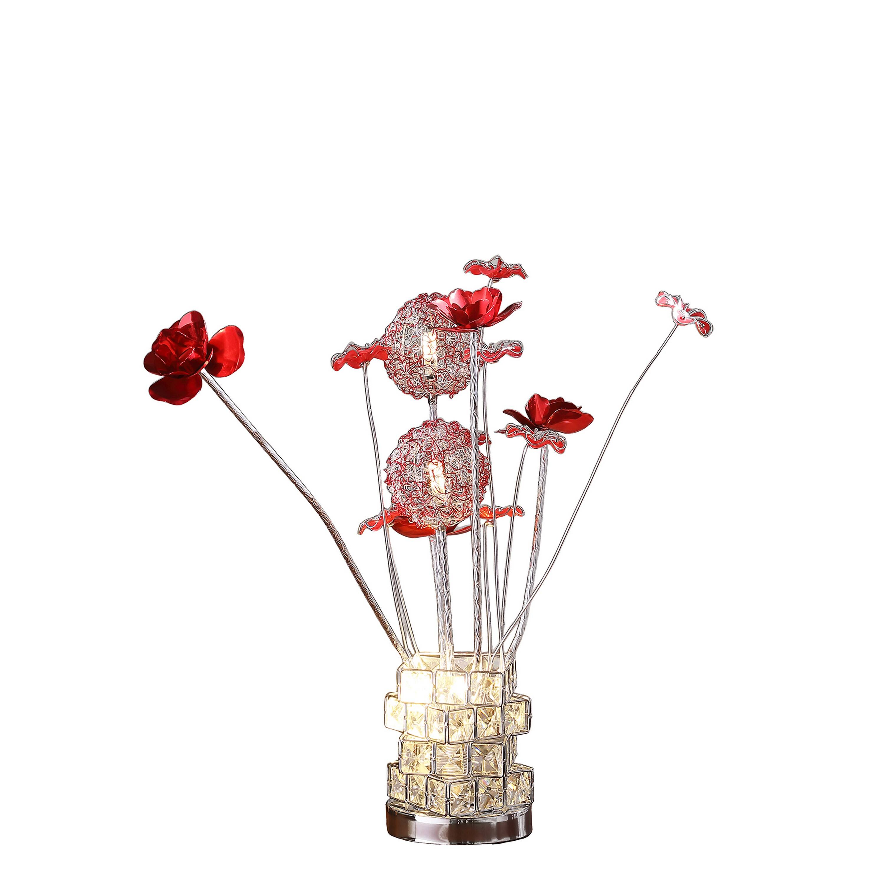 Manhattan Lane Accent Table Lamp, LED, Roses, Crystal Square Vase ...