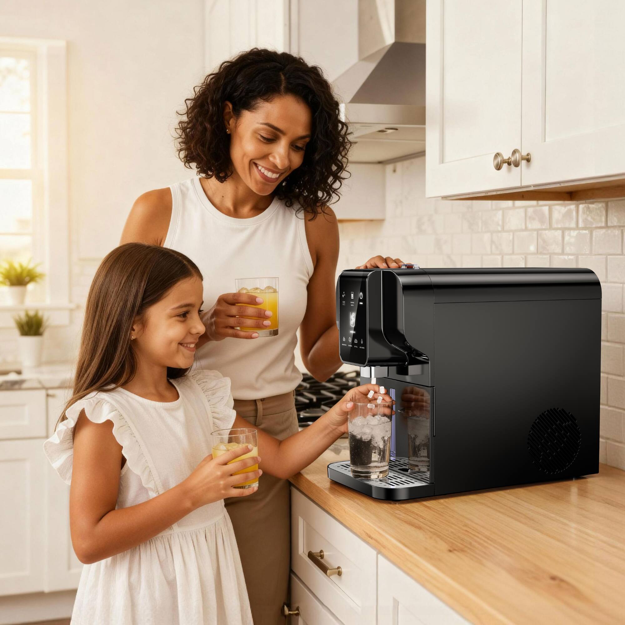 Alt View 5. SIMZLIFE - 2-in-1 Nugget Ice Maker with Water Dispenser, 30Lbs/24H Countertop Ice Machine, Ice Ready in 10 Mins & Self-Cleaning - BLACK.