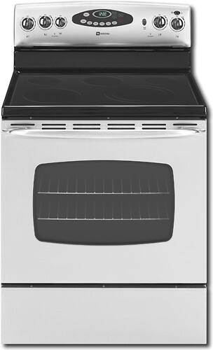 Front Standard. Maytag - 30" Self-Cleaning Freestanding Electric Range - Stainless-Steel.