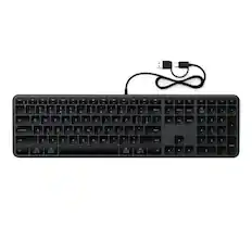 Front. Satechi - Slim LX3 Wired Keyboard - Full-Size, Cross-Platform OS Switching, USB-C or USB-A Connectivity, for Mac & PC Setups - Space Black.