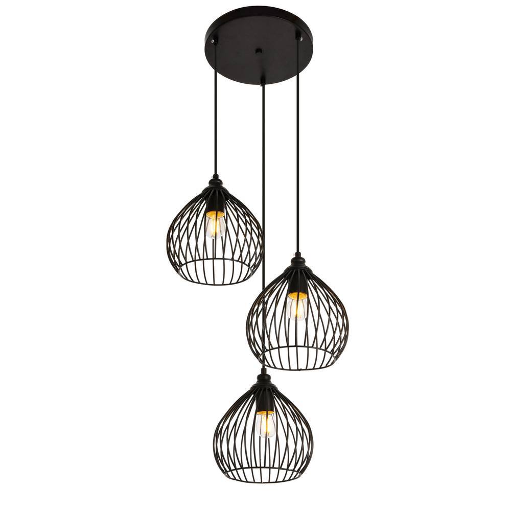 Alt View 3. Living District - Sayer Collection Pendant D16.0 H23.1 Lt:3 Black Finish - Black.