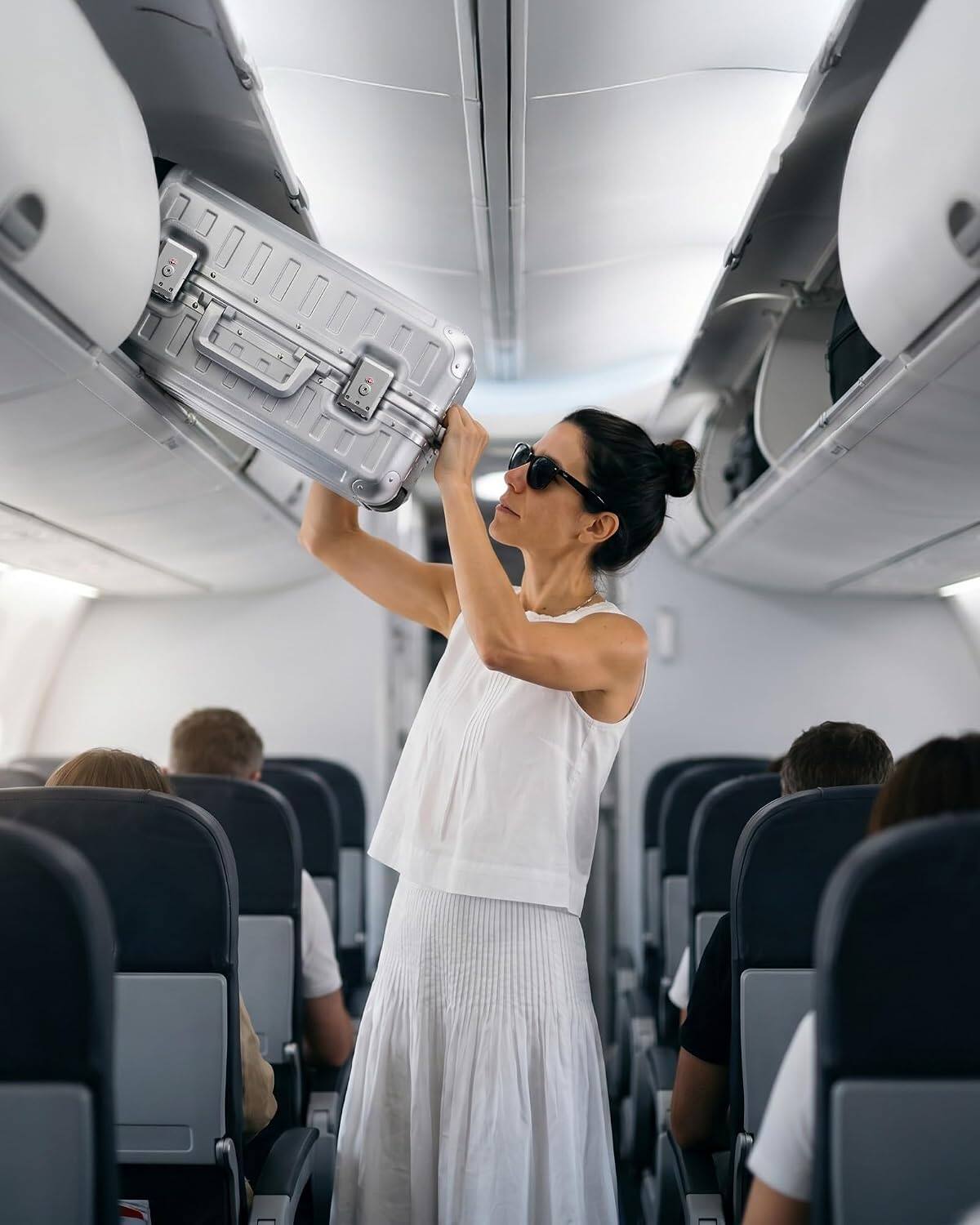 Angle. LUGGEX - LUGGEX 20 Inch Carry On Luggage Zipperless Aluminum Frame Hardside 100% PC Suitcase 8010S - ZX-Core - Silver.