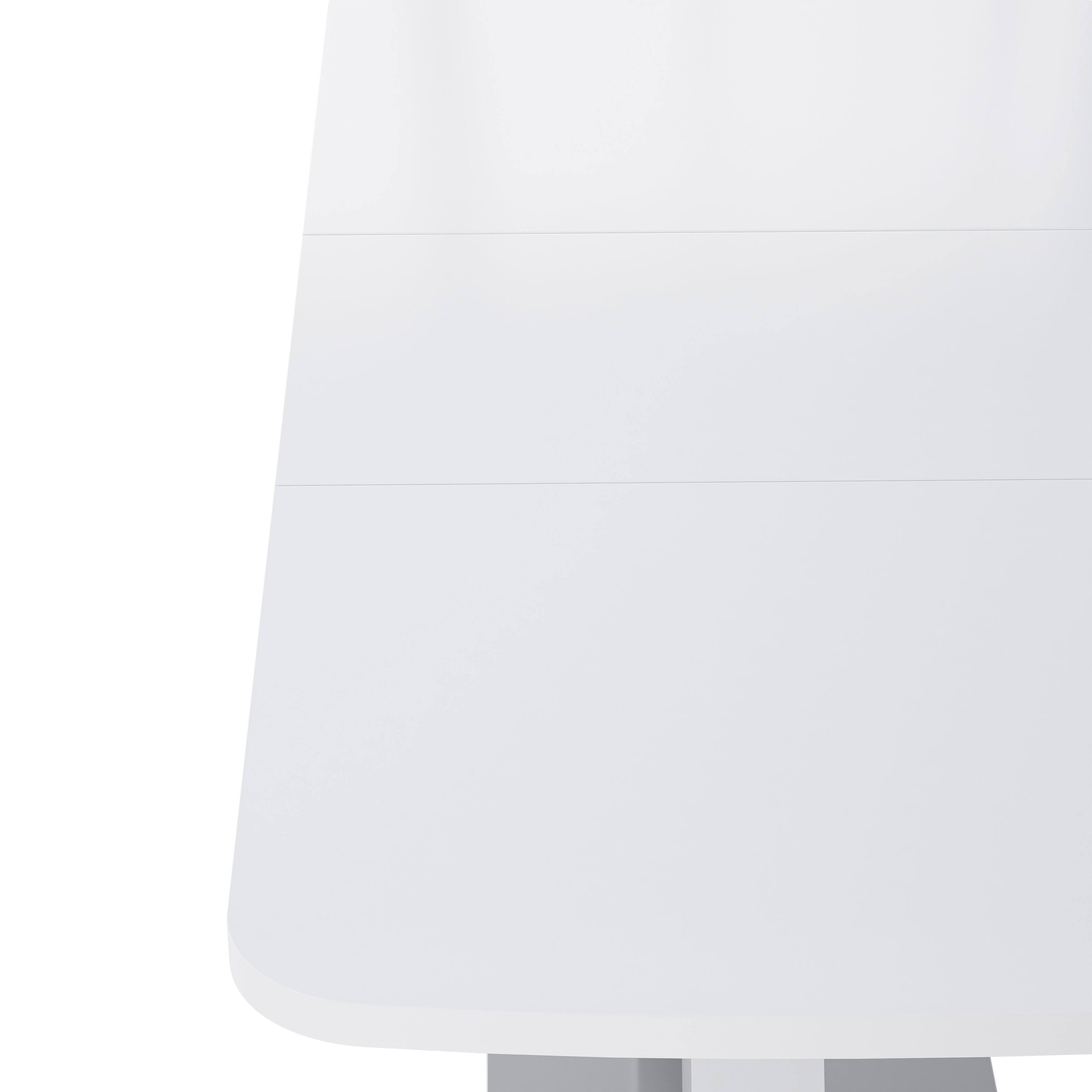 Alt View 10. Tiramisubest - Modern Square Dining Table, Stretchable, White Table Top + MDF X-Shape Table Leg with Metal Base - White.