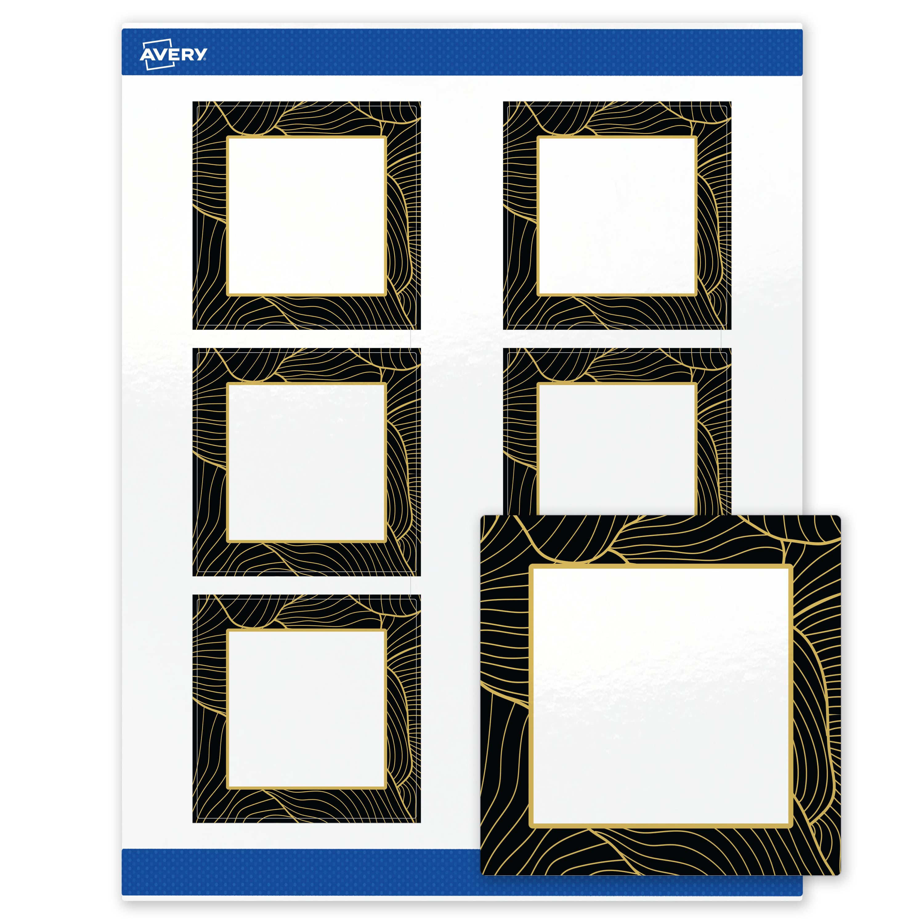 "Avery - Labels, 3"" x 3"", Glossy Black Border/Gold Veins - White" price history on PriceWatchPro