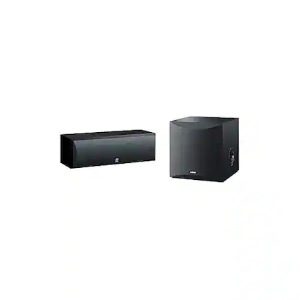 Front. Yamaha - YAMAHA Home Theater Bundle: NS-SW100BL 10-Inch 100W Subwoofer & NS-C210BL Two-Way Center Channel Speaker - Black - Black.