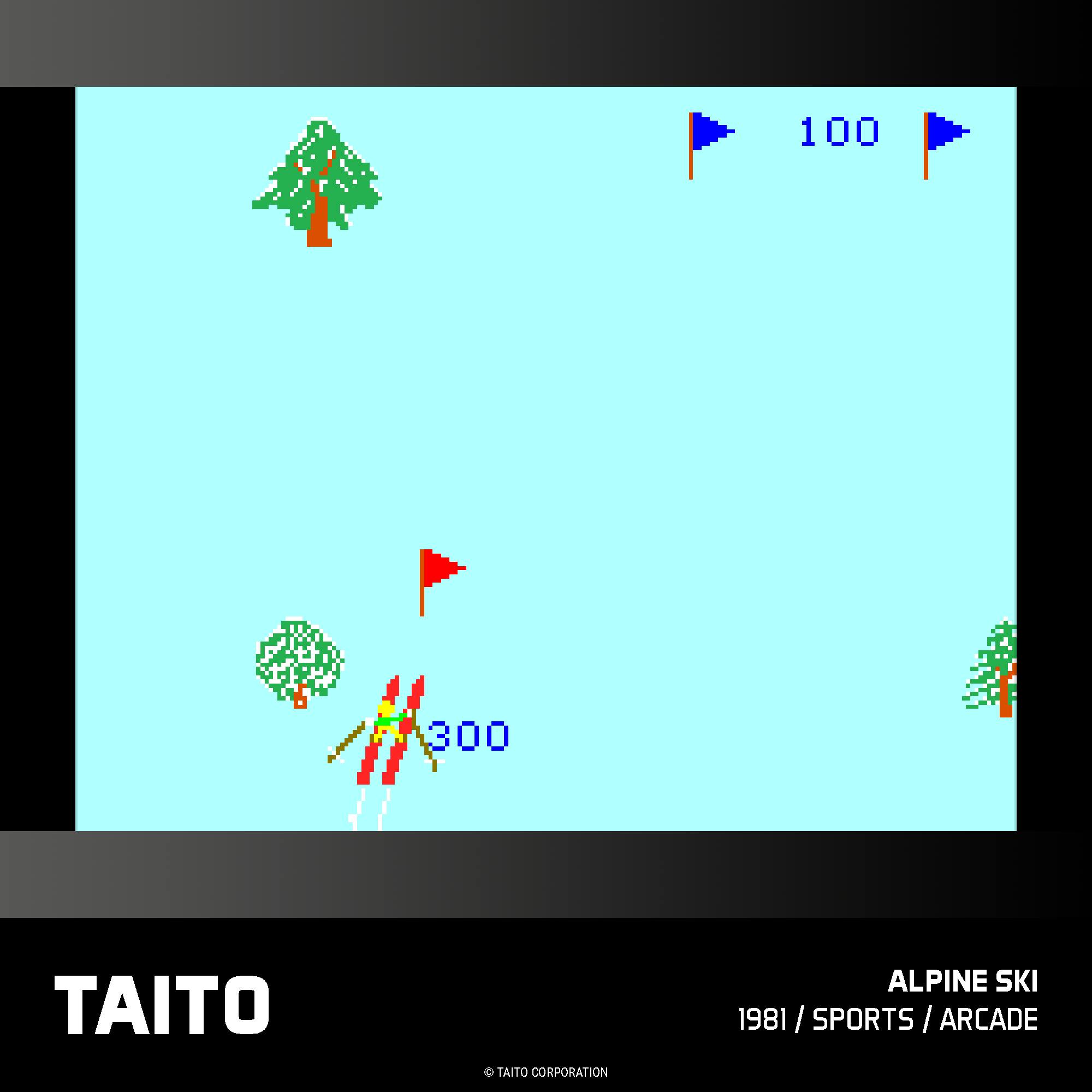 100  
300  
TAITO  
© TAITO CORPORATION  
ALPINE SKI 1981 / SPORTS / ARCADE