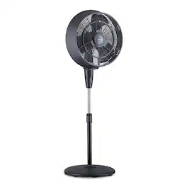 NewAir - Outdoor Misting Fan and Pedestal Fan Combination, 600 sq. ft. With 3 Fan Speeds, Connects Directly to Your Hose - Black