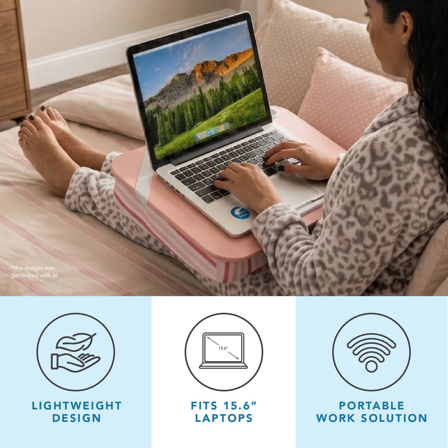 *This image was generated with AI

15.6"  
LIGHTWEIGHT DESIGN  
FITS 15.6" LAPTOPS  
PORTABLE WORK SOLUTION