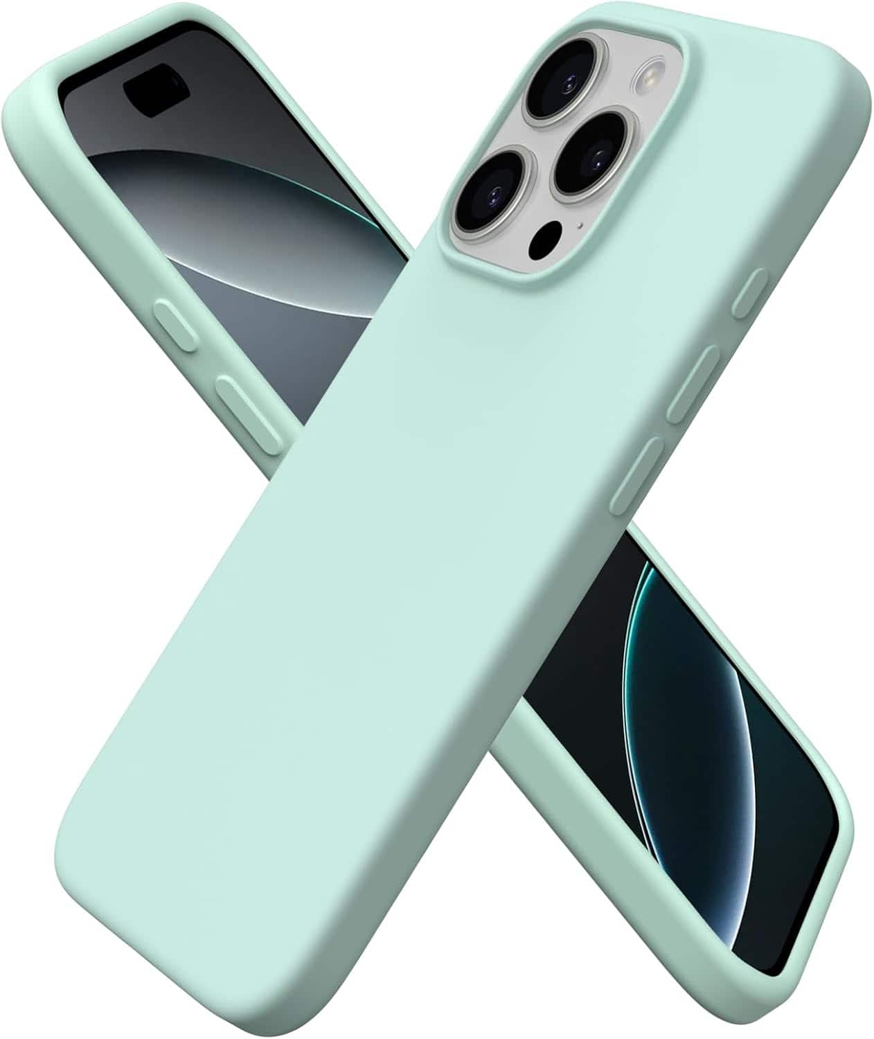Front. Ornarto - ORNARTO Designed for iPhone 16 Pro Case 6.3", Liquid Silicone 3 Layers Full Covered Protective Cover-Mint Green - Mint Green.