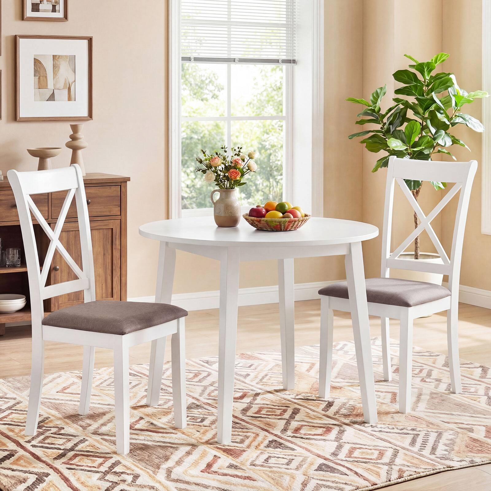 Alt View 1. Gymax - Gymax Dining Chairs Set of 2 w/Comfortable Backrest & Padded Seat for Living Room - White.