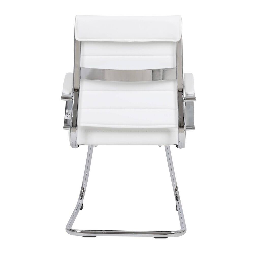 Alt View 6. LeisureMod - Set of 4 Benmar Modern Leather Upholstered Office Desk Chair with Padded Armrests and Chrome Frame for Home or Office - White.