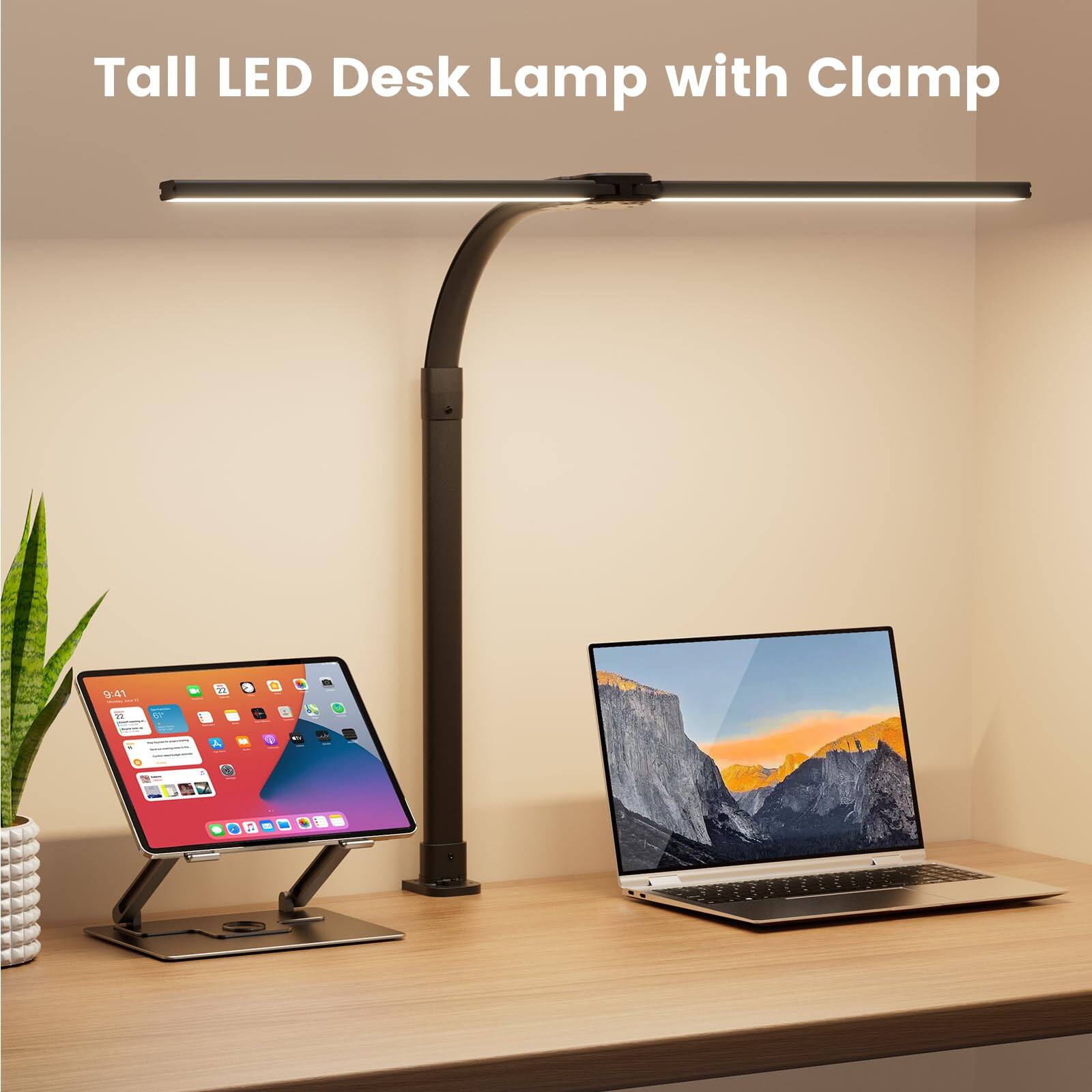 Tall LED Desk Lamp with Clamp