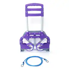 Front. Winado - Portable Aluminum Luggage Cart Folding Dolly Collapsible Trolley Push Hand Truck for Moving Warehouse 165lbs Capacity - Purple.