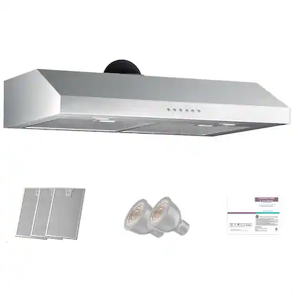 Front. ZJKLA - ZJKLA - 30 inches - Externally Vented - Under cabinet Range Hood - Stainless steel.