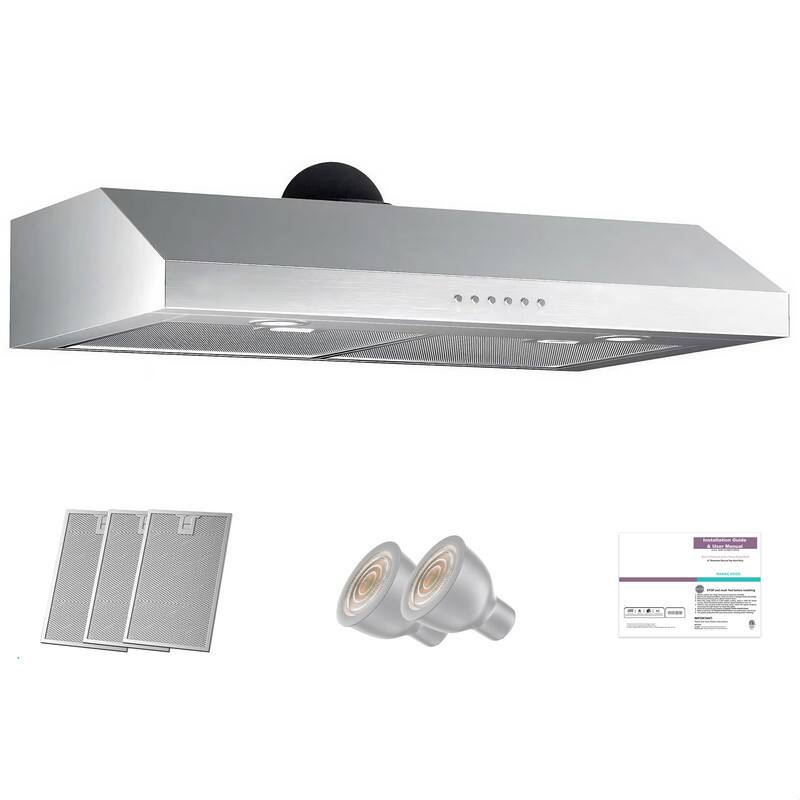 Front. ZJKLA - ZJKLA - 30 inches - Externally Vented - Under cabinet Range Hood - Stainless steel.