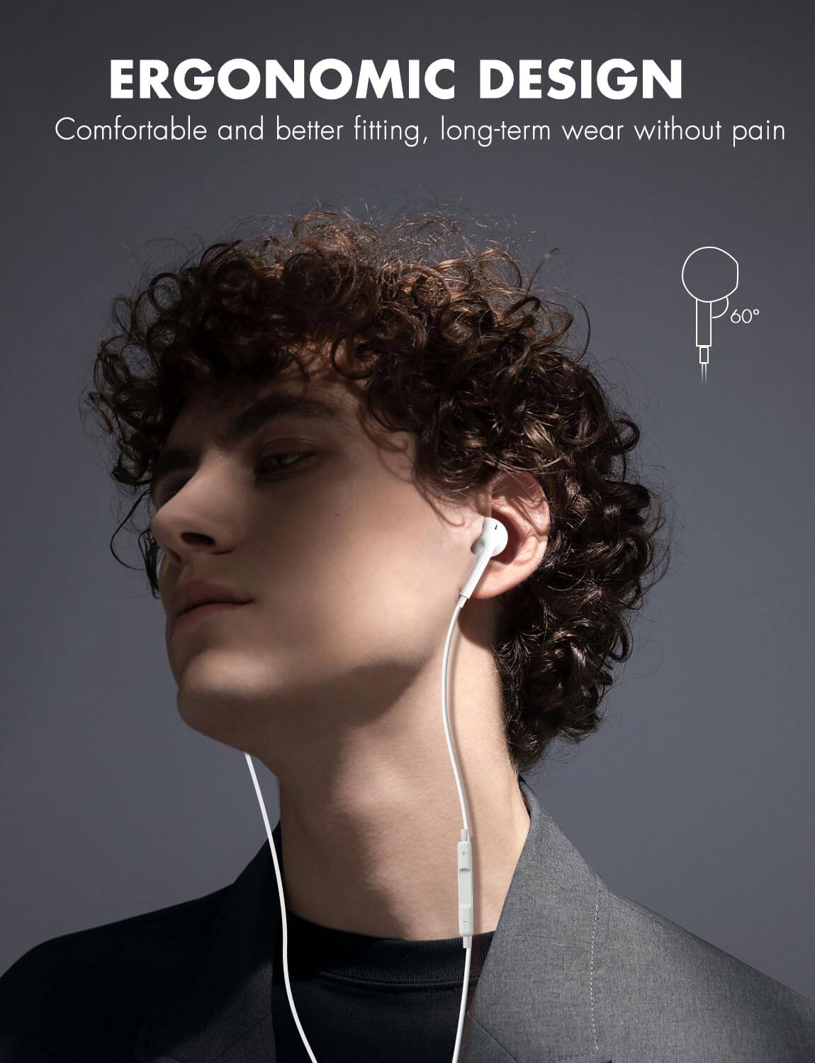 ERGONOMIC DESIGN  
Comfortable and better fitting, long-term wear without pain  
60°