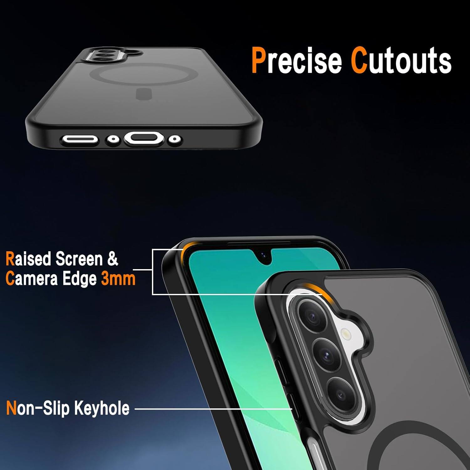 Precise Cutouts  
Raised Screen & Camera Edge 3mm  
Non-Slip Keyhole