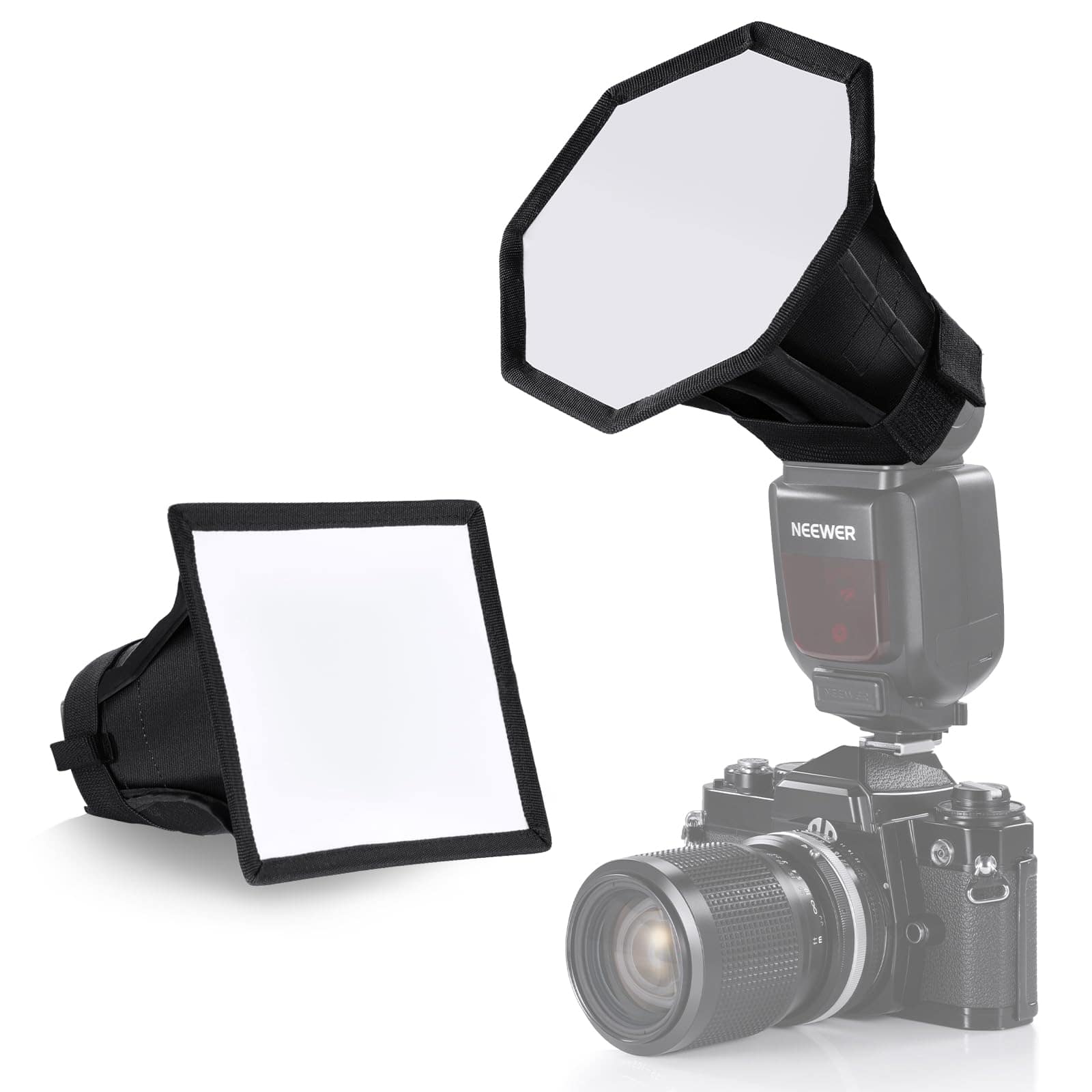 Neewer - 2-Pack Flash Diffuser Softbox Set - 5.9" Octagon & 6x5" Rectangular for Round Head Flashes