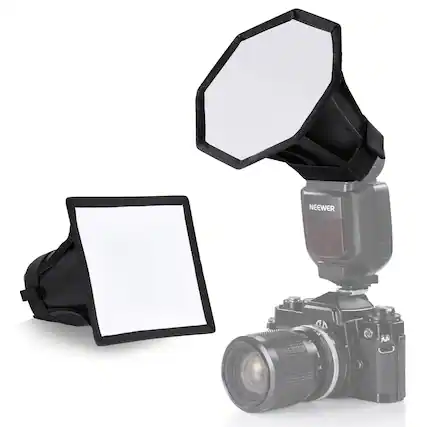 Front. Neewer - 2-Pack Flash Diffuser Softbox Set - 5.9" Octagon & 6x5" Rectangular for Round Head Flashes.
