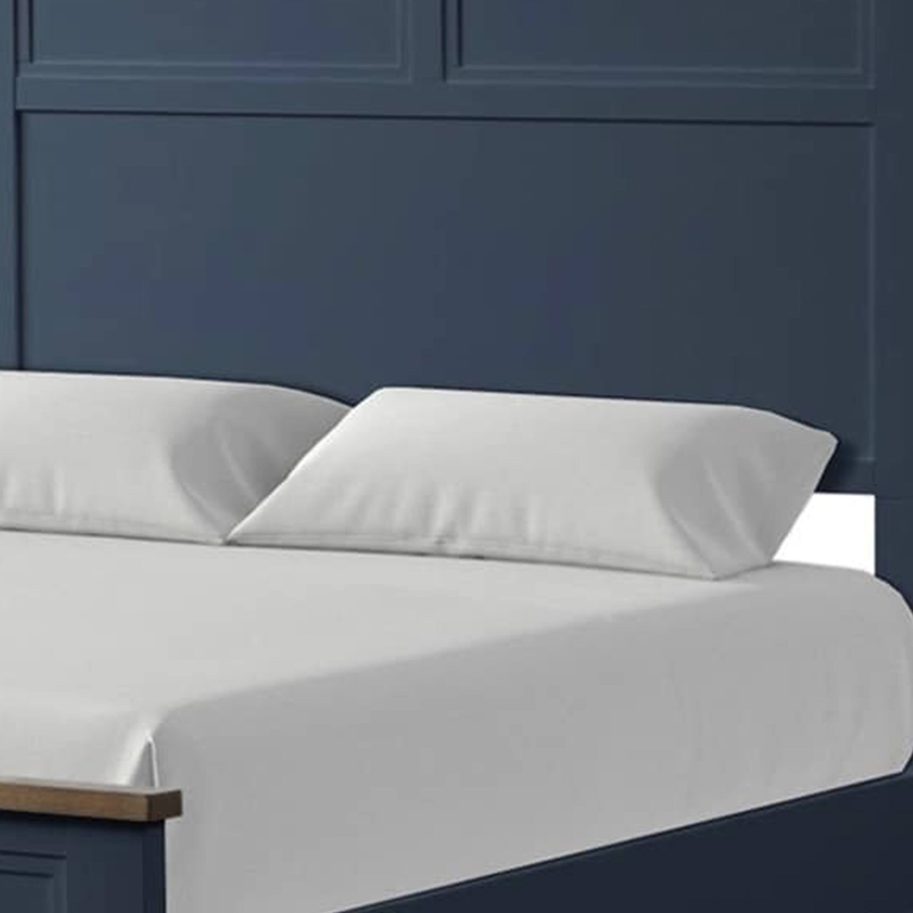 Alt View 1. Manhattan Lane - Tela Twin Size Bed w Recessed Panel Headboard, Dark Brown Trim - Blue, Dark Brown.