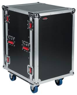 Gator - G-Tour 16U Cast Wheeled Rack Case, with Spring-Loaded Recessed Padded Handles, Front & Rear Rack Rails, ATA -Certified