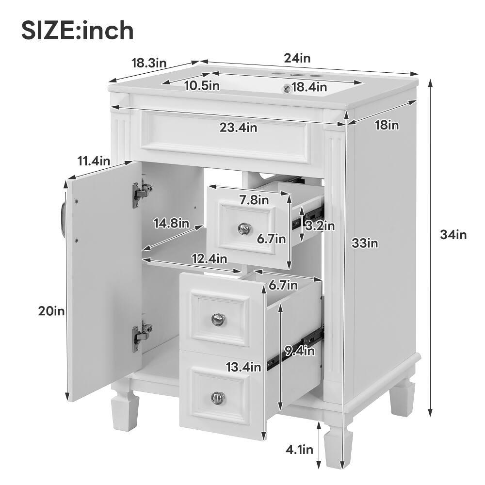SIZE: inch  
18.3in  
24in  
10.5in  
18.4in  
23.4in  
18in  
11.4in  
7.8in  
14.8in  
12.4in  
6.7in  
3.2in  
33in  
34in  
6.7in  
20in  
13.4in  
9.4in  
4.1in