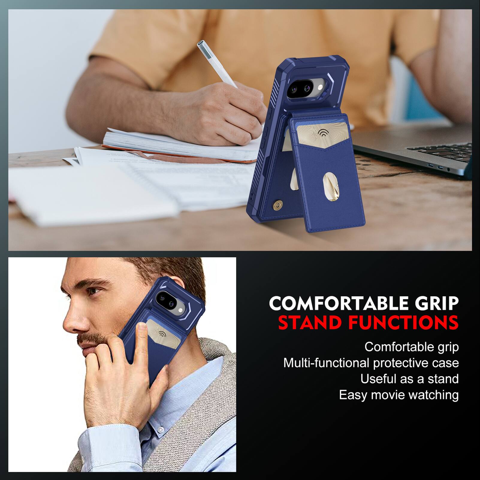 COMFORTABLE GRIP STAND FUNCTIONS

Comfortable grip
Multi-functional protective case
Useful as a stand
Easy movie watching