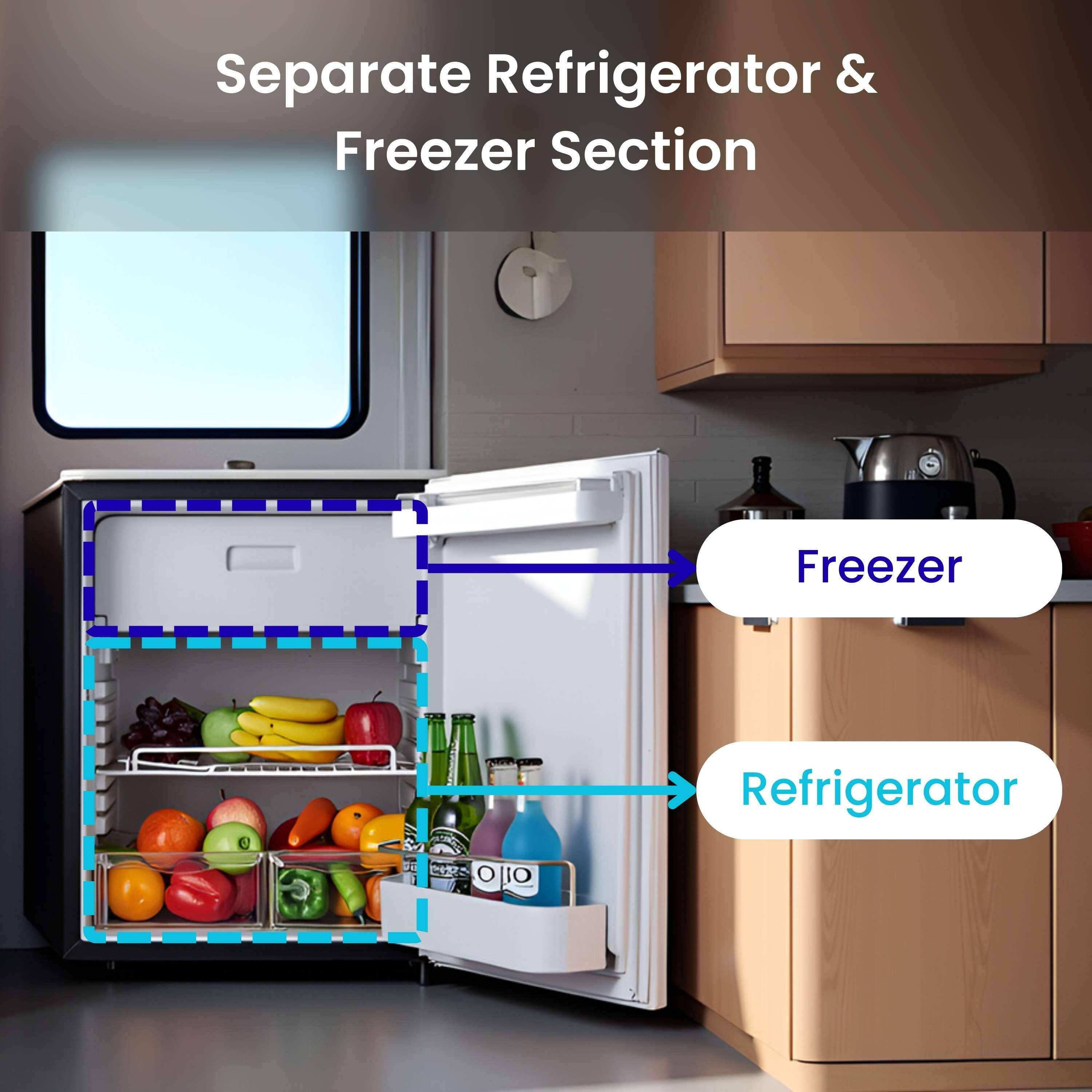 Separate Refrigerator & Freezer Section

Freezer

Refrigerator