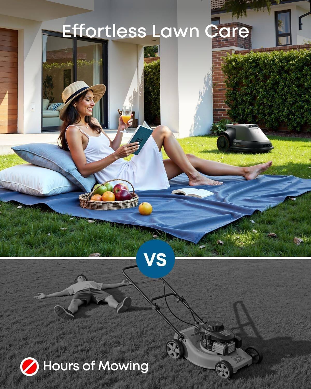Effortless Lawn Care  
VS  
Hours of Mowing