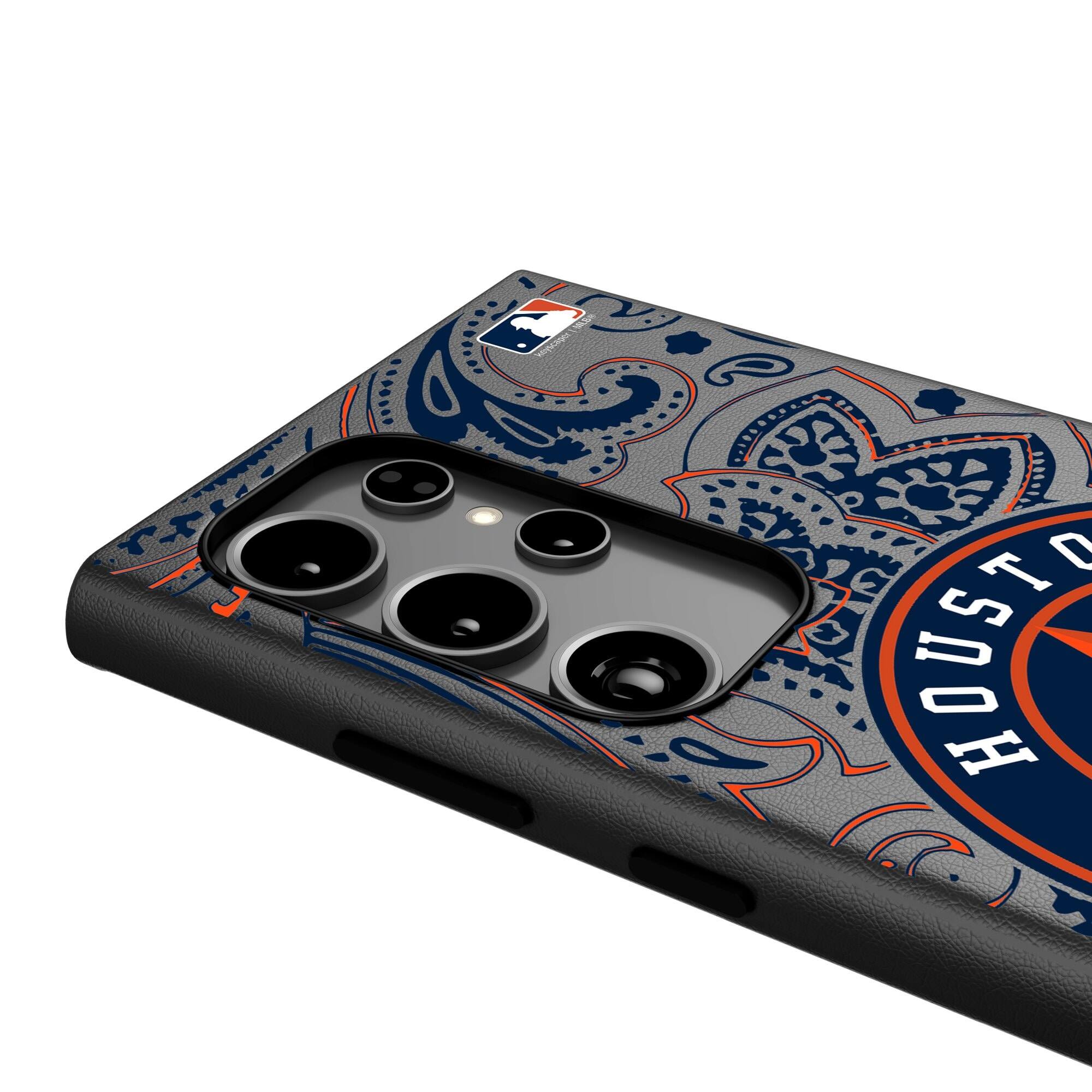 Alt View 3. Keyscaper - Houston Astros Paisley Galaxy Magnetic Bump Case - S25 - Black.