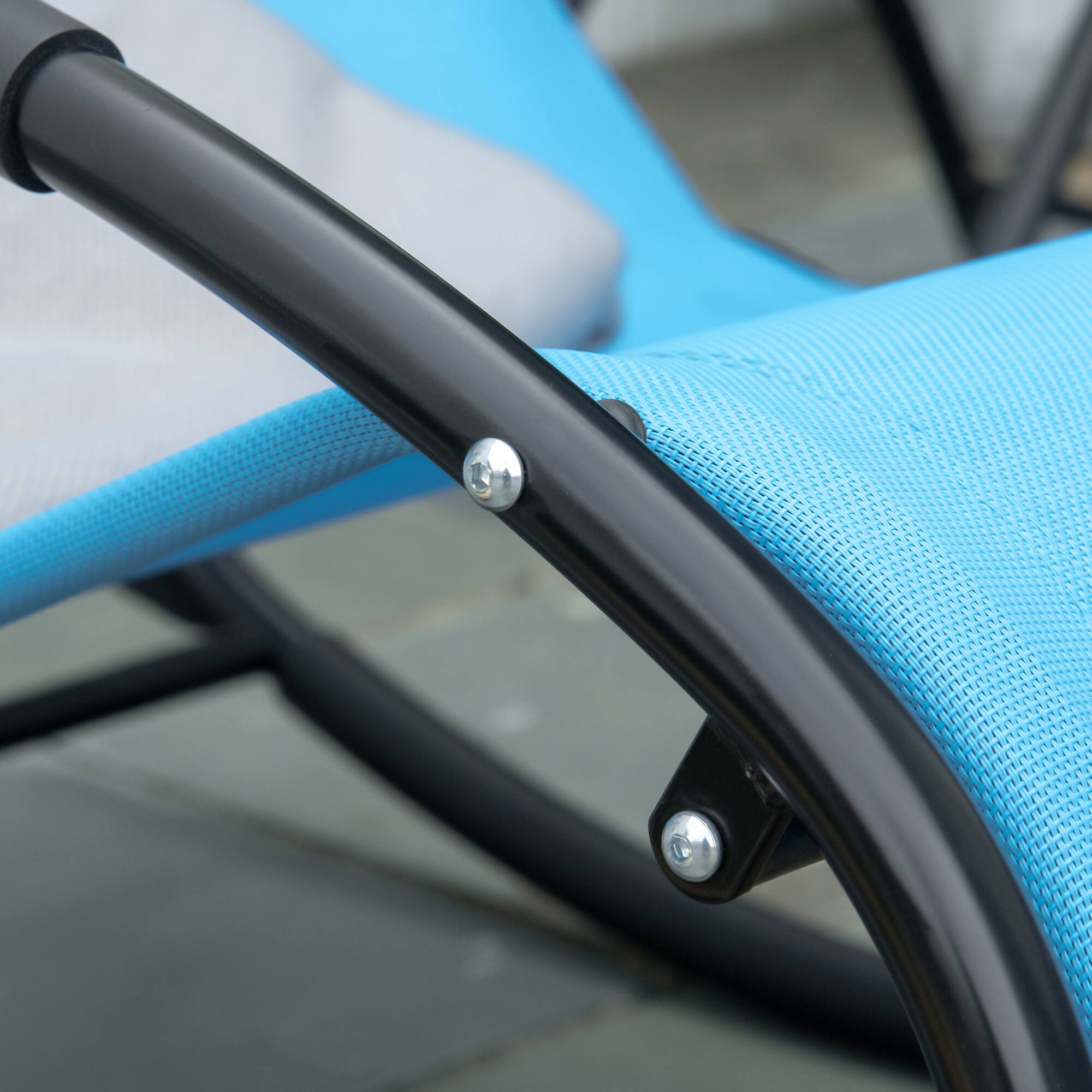 Alt View 5. Outsunny - Pool Lounger, Outdoor Rocking Lounge Chair for Sunbathing, Pool, Beach, Porch with Pillow and Cool Mesh - Sky Blue.