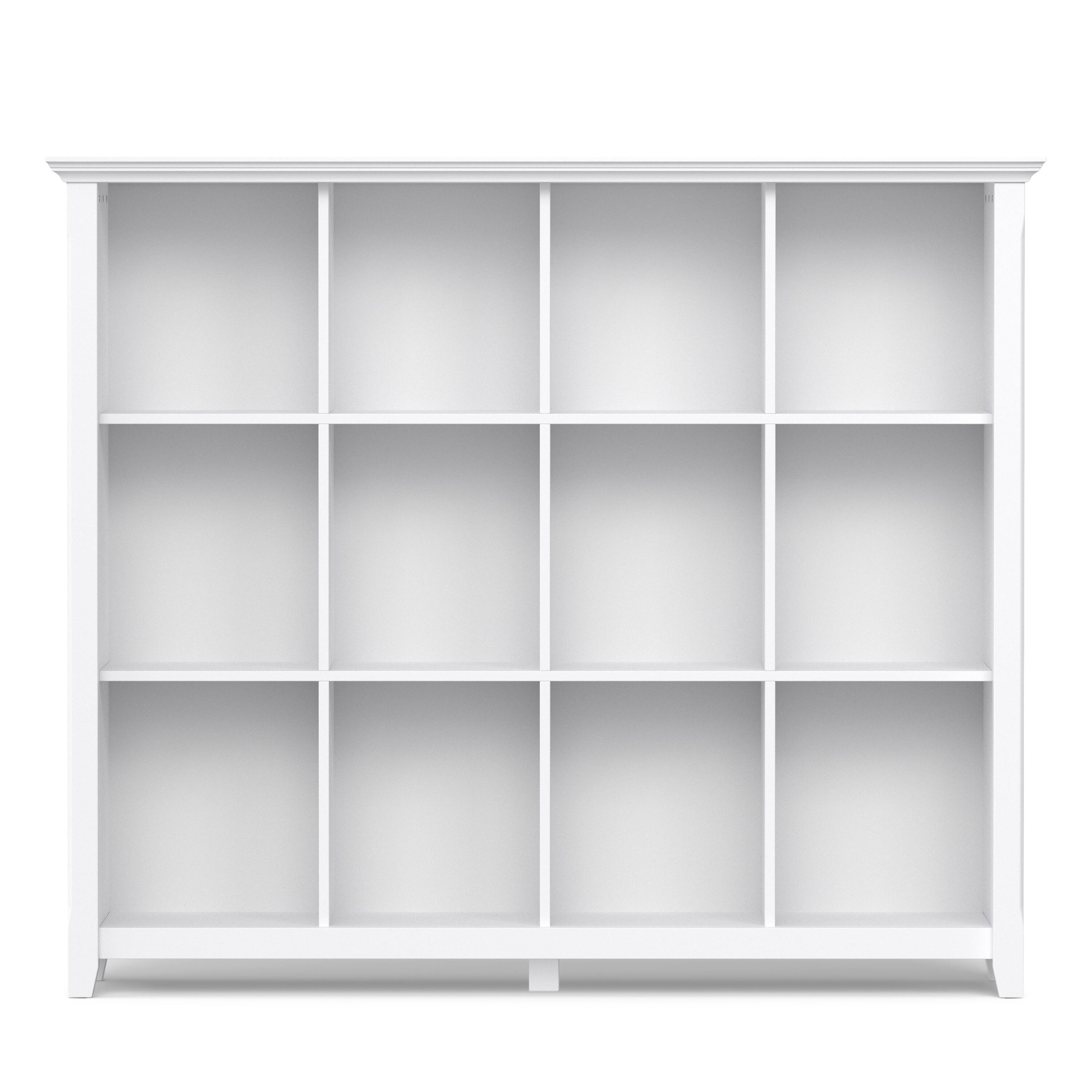 Left. Simpli Home - Acadian 48 inch Tall Solid Wood 12 Cube Storage in White - White.