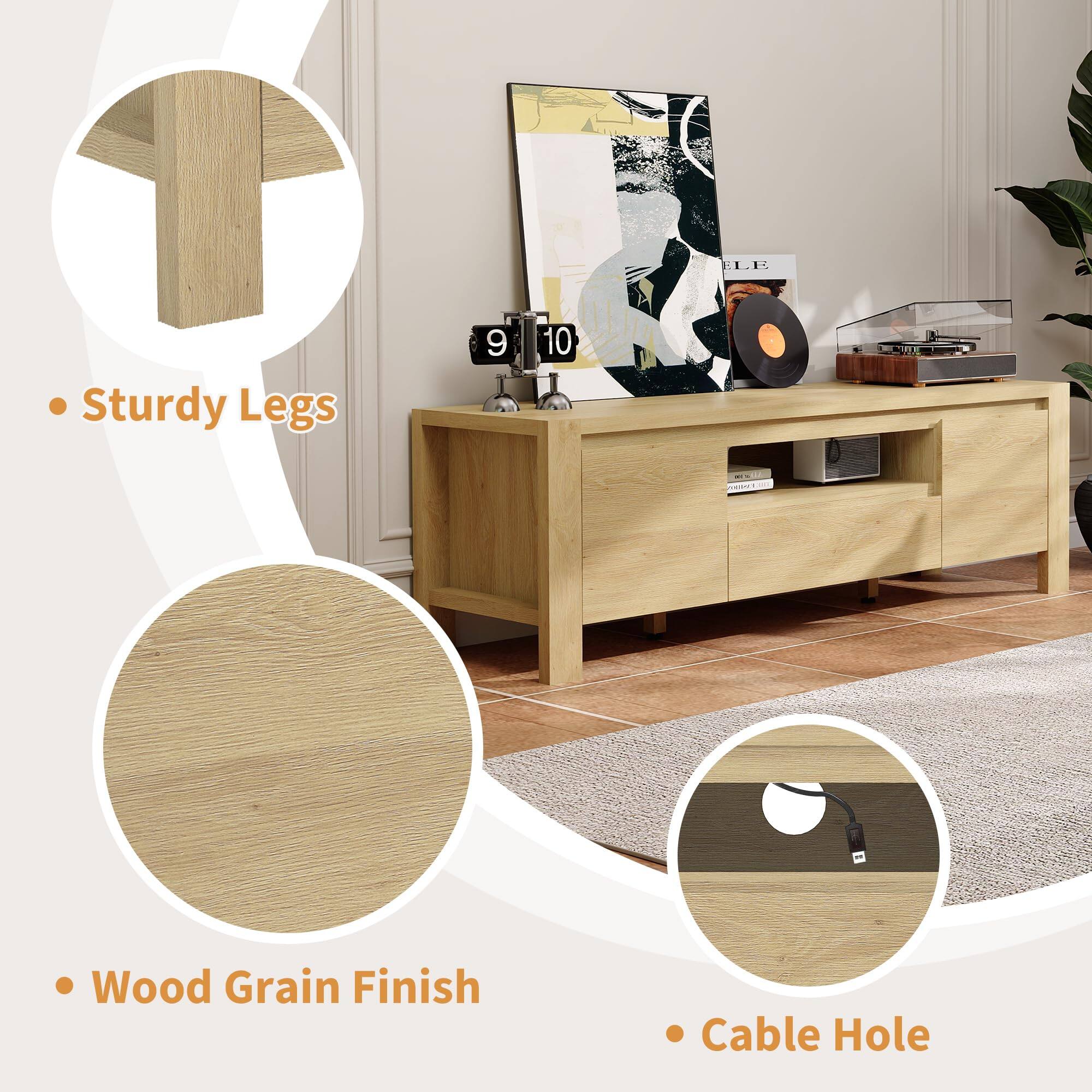 - Sturdy Legs
- Wood Grain Finish
- Cable Hole