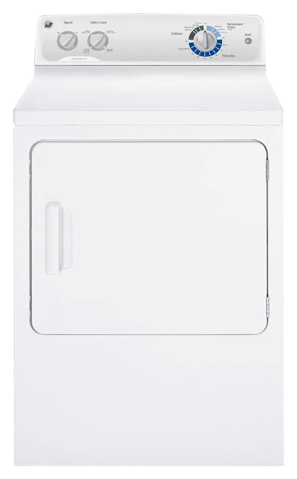 Front. GE - Dura Drum 6.8 Cu. Ft. 6-Cycle Electric Dryer - White on White.