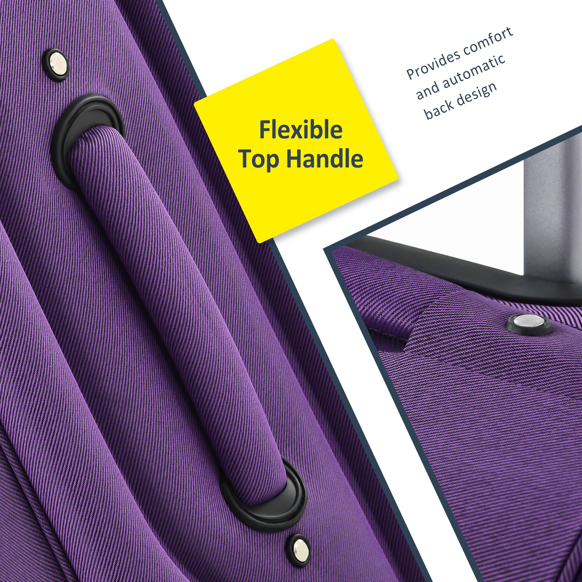 Flexible Top Handle  
Provides comfort and automatic back design
