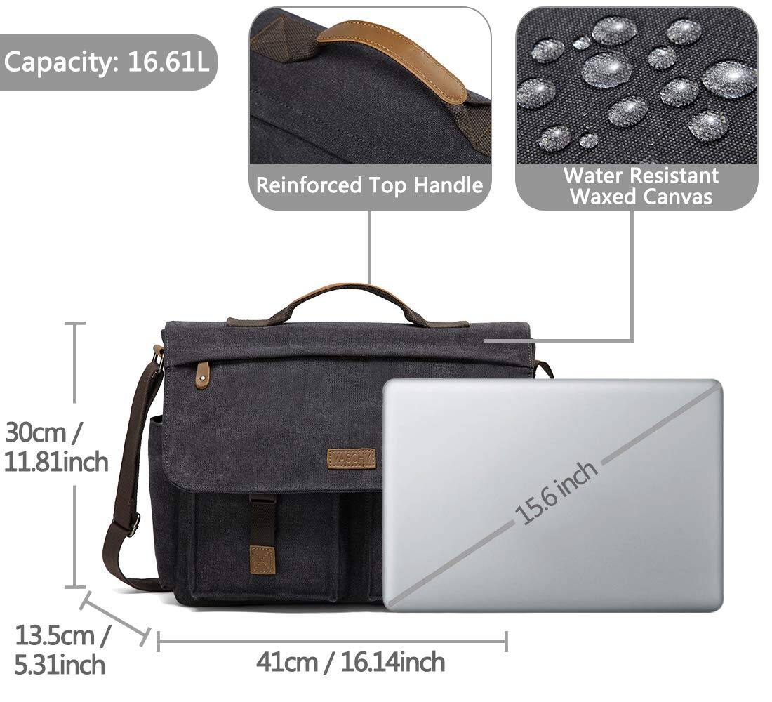 Capacity: 16.61L

Reinforced Top Handle

Water Resistant Waxed Canvas

30cm / 11.81inch

13.5cm / 5.31inch

41cm / 16.14inch

15.6 inch