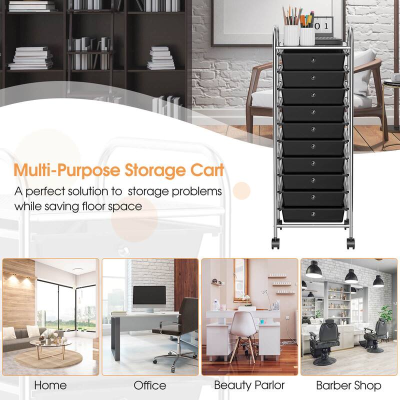 Multi-Purpose Storage Cart  
A perfect solution to storage problems while saving floor space  
Home Office Beauty Parlor Barber Shop