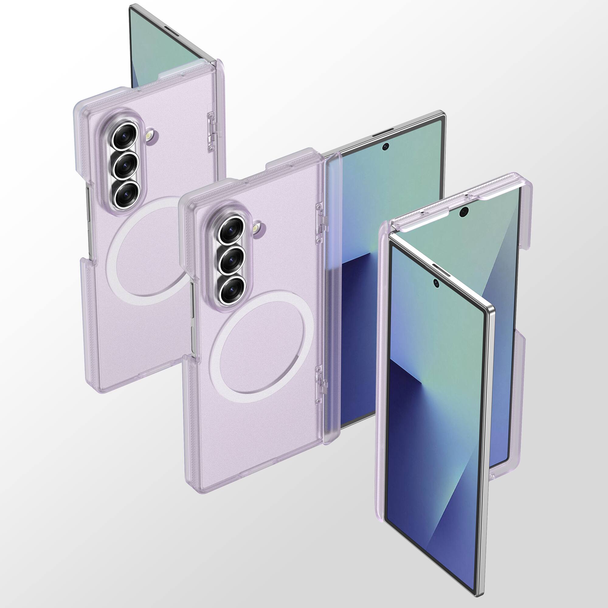 Angle. Dteck - Magnetic Matte Case for Samsung Galaxy Z Fold8 Ultra with Hinge Protection,Slim Hard PC Back Cover,No Front Frame Shell - Mattepurple.