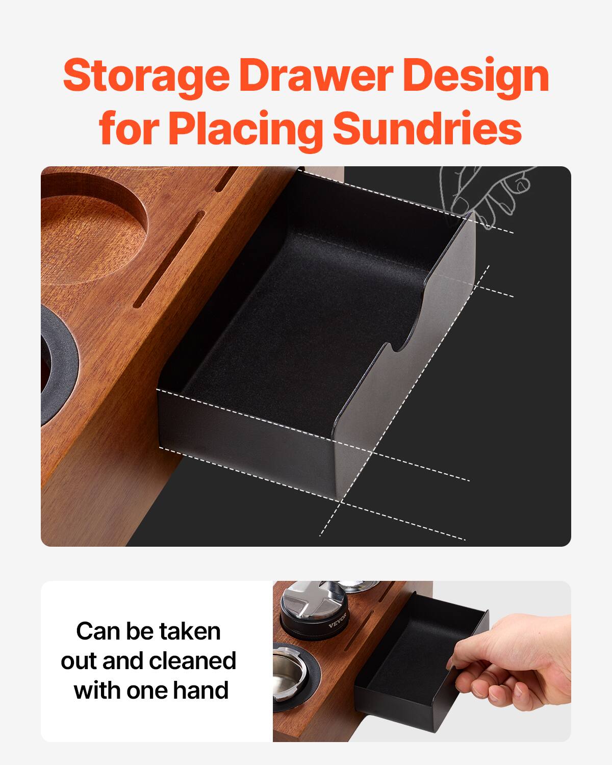 Storage Drawer Design for Placing Sundries

Can be taken out and cleaned with one hand