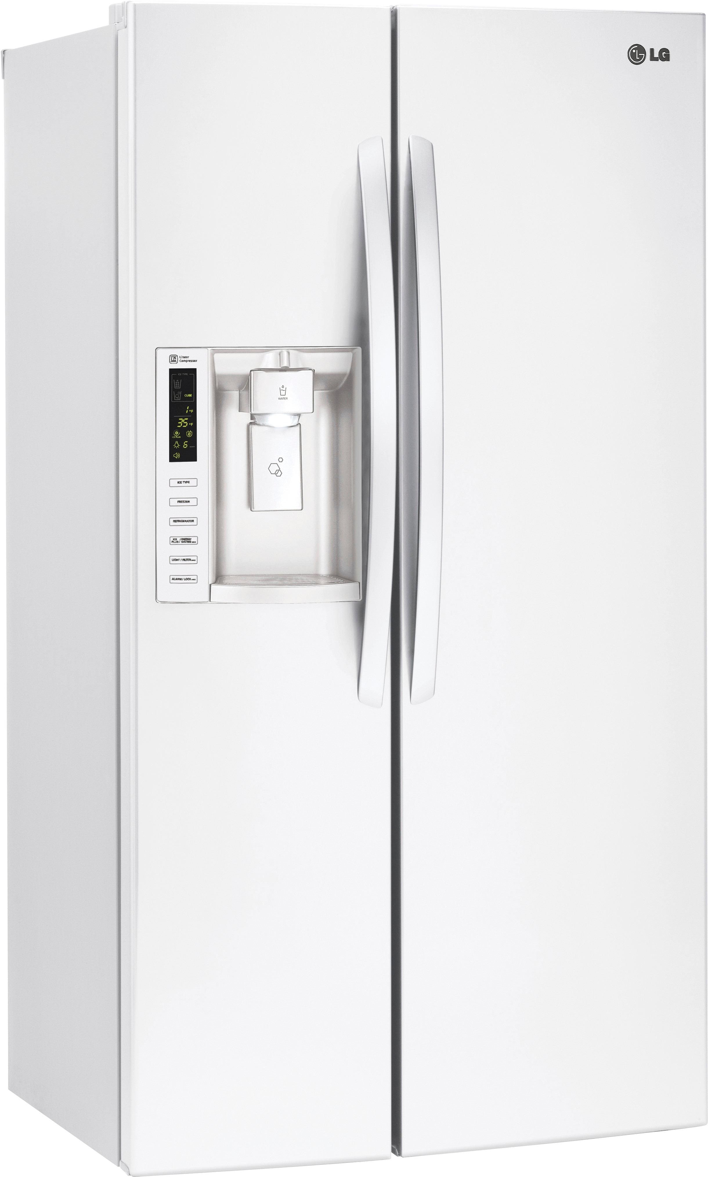 Angle. LG - 26.2 Cu. Ft. Side-by-Side Refrigerator with Thru-the-Door Ice and Water - White.