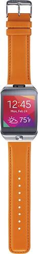 Front Standard. Samsung - Leather Band for Gear 2 and Gear 2 Neo Smart Watches - Orange.