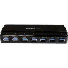 Front. StarTech.com - 7-Port USB 3.0 Hub - black.