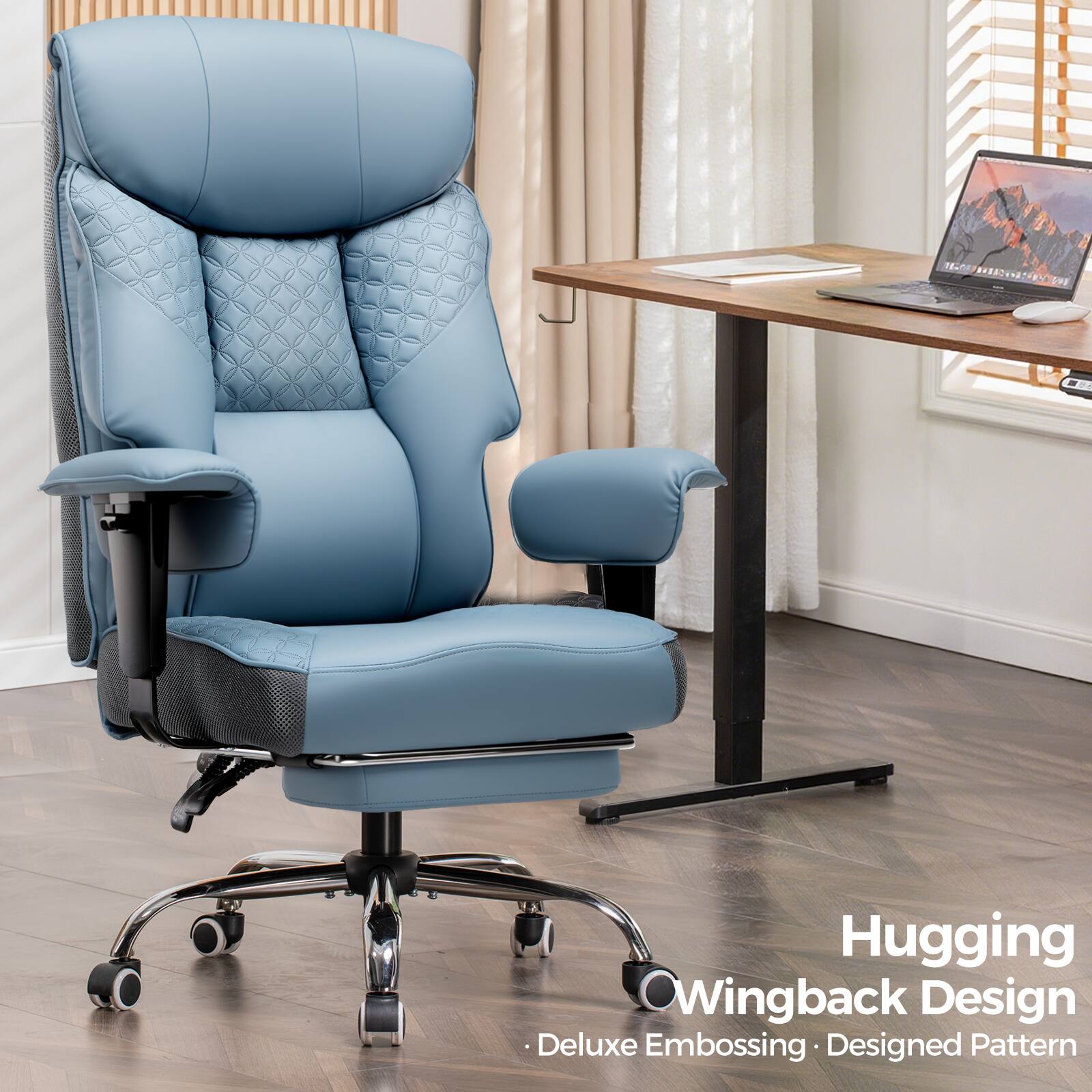 Hugging Wingback Design  
Deluxe Embossing • Designed Pattern