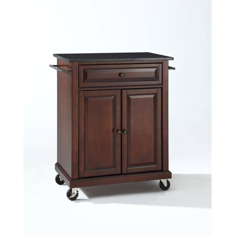 Left. Crosley Furniture - Compact Granite Top Kitchen Cart - Mahogany.