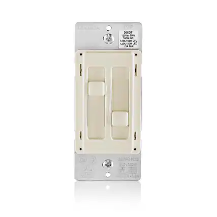 LEVITON TOP 066DF
120Vac 60Hz
300W INC 1.25A
150W CFL 1.25A
150W LED 1.5A
FAN 1.5A
CONTROL 120VAC
8022
INC 300W LED
C0WY
3E
30W MOTOR 1.5A