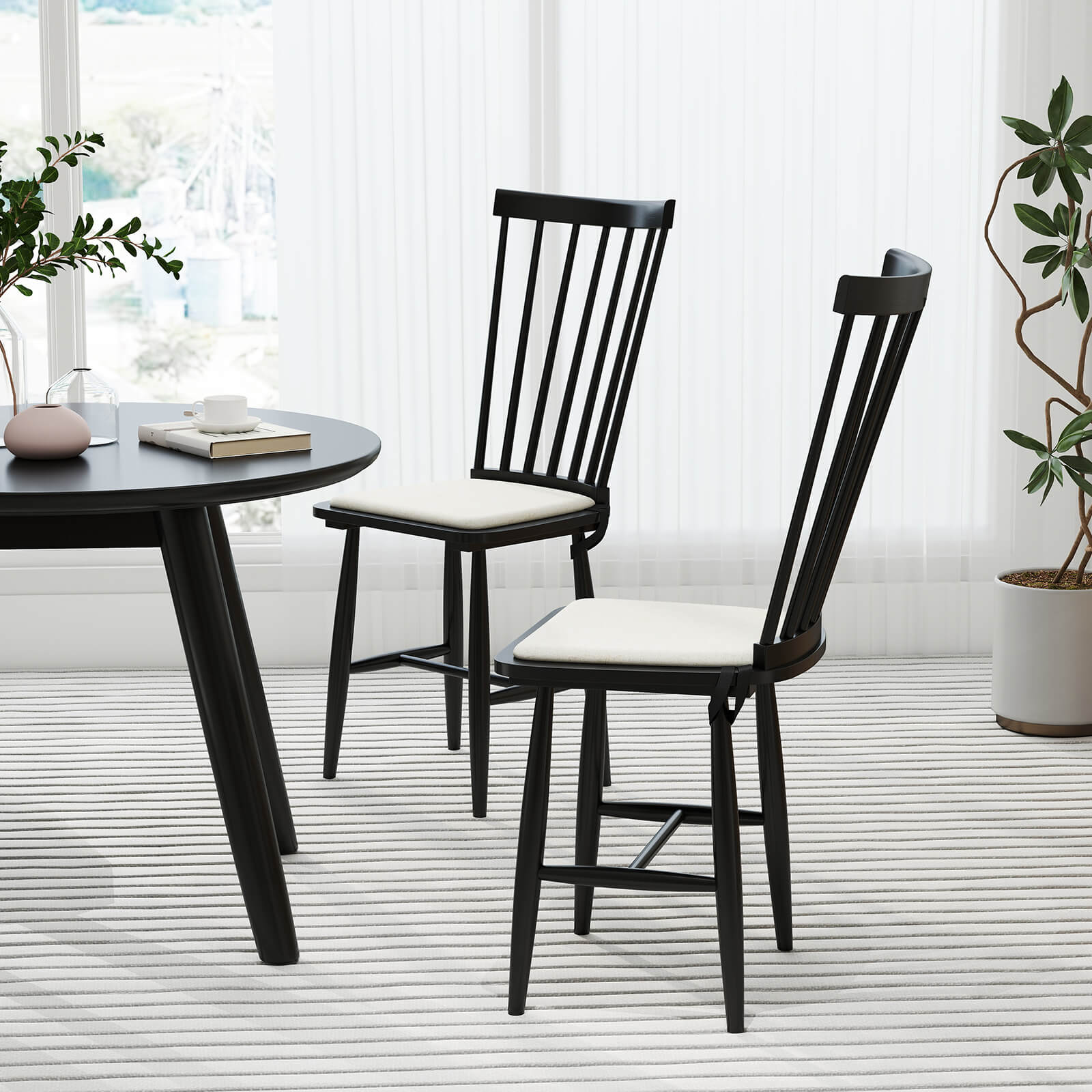 Alt View 4. Costway - Costway Dining Chairs Set of 2 with Removable Seat Cushions for Dining Room, Kitchen - Black.