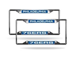 Rico Industries - Philadelphia 76ers Chrome Metal Laser Cut License Plate Frame - Set of 2 Frames - Multi