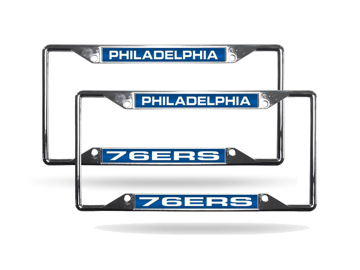 Philadelphia 76ers Chrome Metal Laser Cut License Plate Frame - Set of 2 Frames