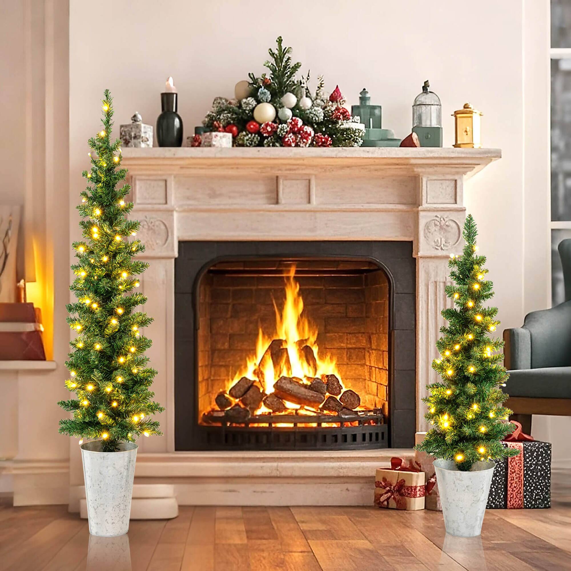 Alt View 3. Costway - Costway Set of 3 Pre-Lit Artificial Christmas Trees with 423 Branch Tips 3, 4, 5 FT - Green.